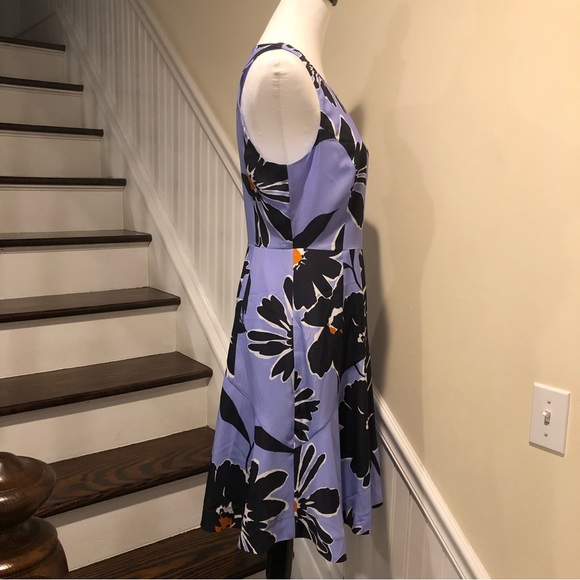 JCREW Lilac Navy Large Floral Sleeveless Round Neck Fit & Flare Dress Sz 6 NWT - Picture 12 of 13